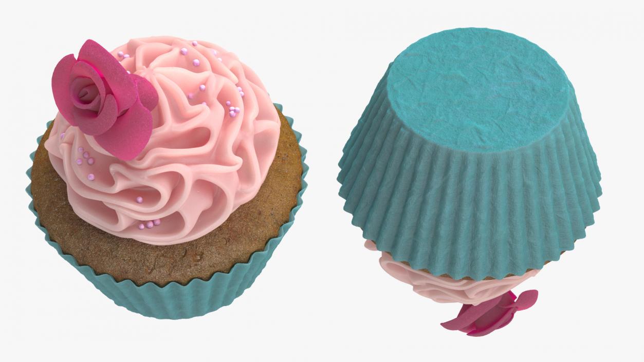 3D Cupcake on Plate 2 model