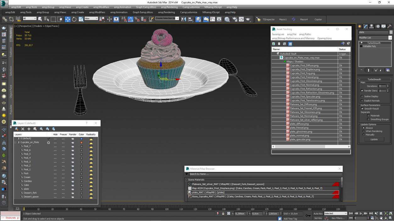 3D Cupcake on Plate 2 model