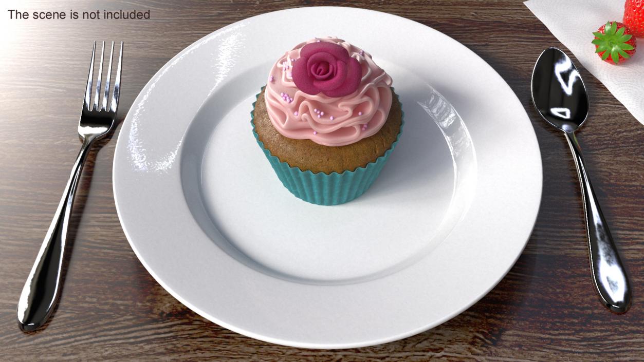 3D Cupcake on Plate 2 model