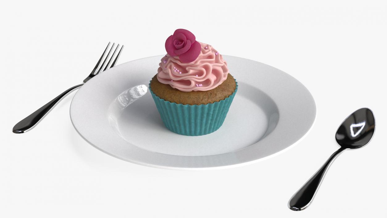 3D Cupcake on Plate 2 model