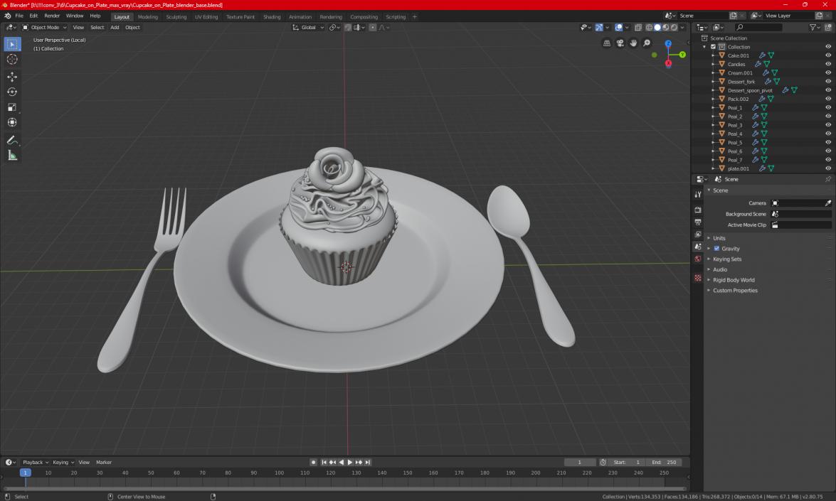 3D Cupcake on Plate 2 model