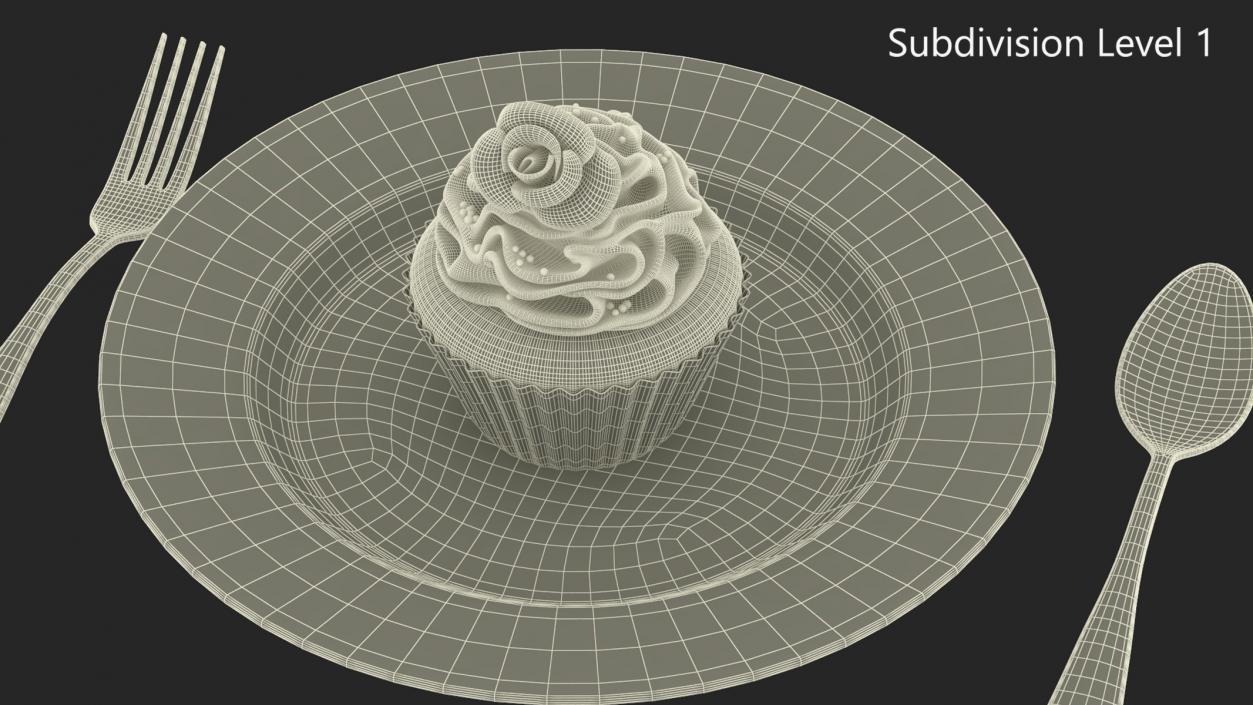 3D Cupcake on Plate 2 model