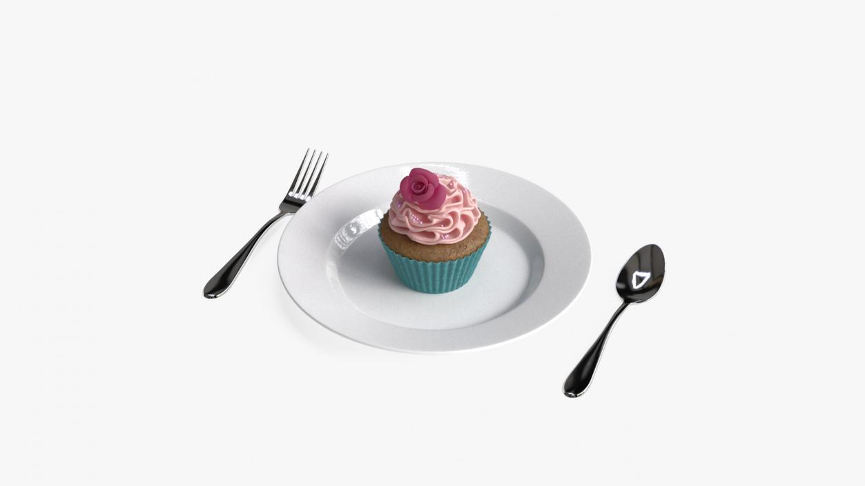 3D Cupcake on Plate 2 model