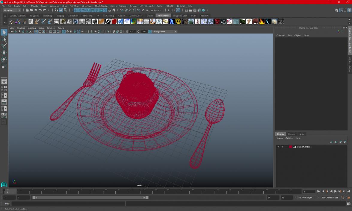 3D Cupcake on Plate 2 model