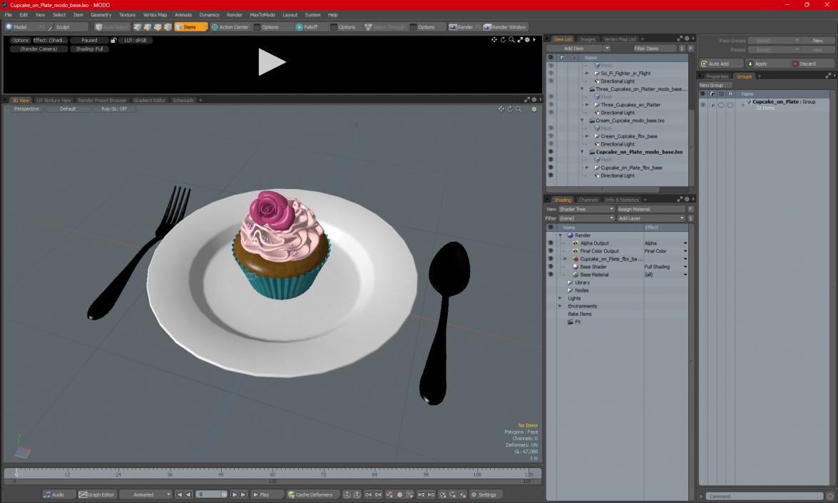 3D Cupcake on Plate 2 model