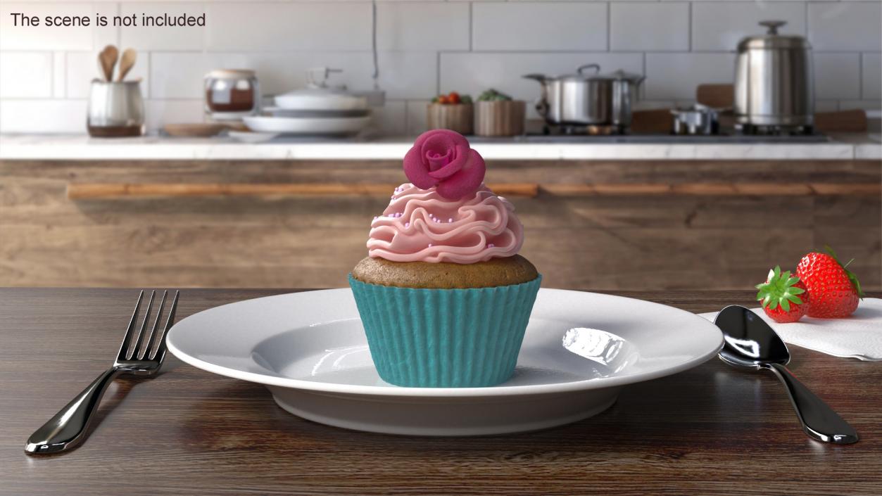 3D Cupcake on Plate 2 model