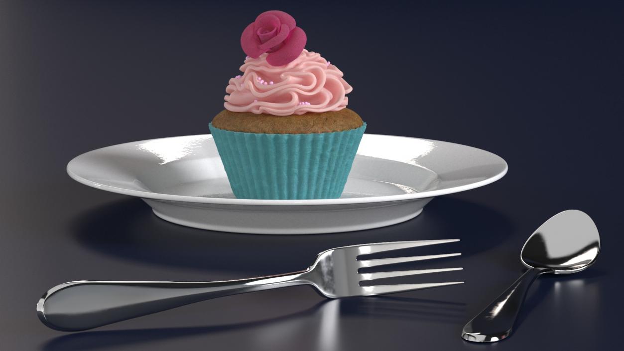 3D Cupcake on Plate 2 model