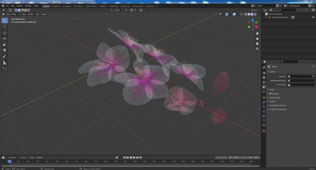 Small Orchid Stem 3D