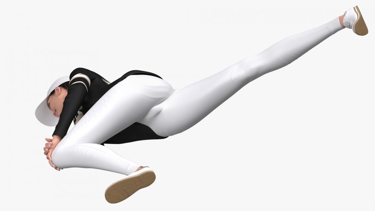 3D Sportswear Asian Woman Stretching model