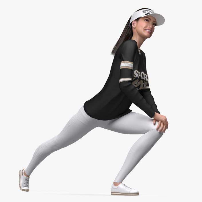 3D Sportswear Asian Woman Stretching model