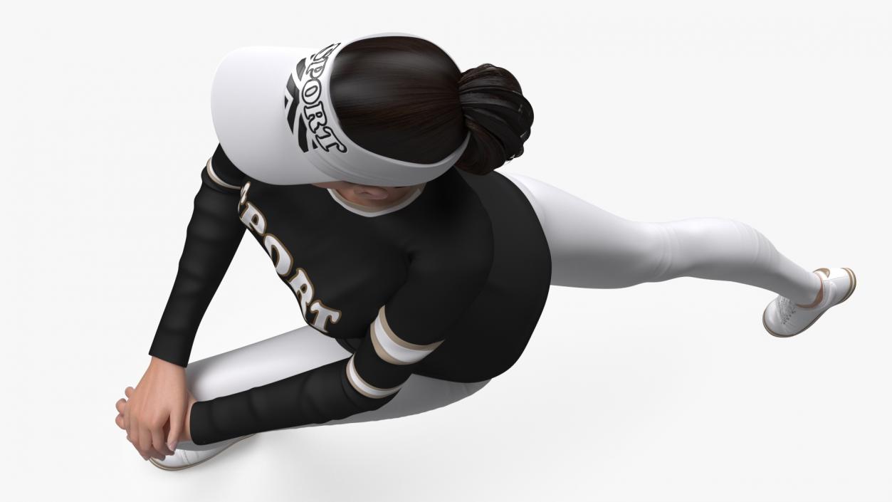 3D Sportswear Asian Woman Stretching model