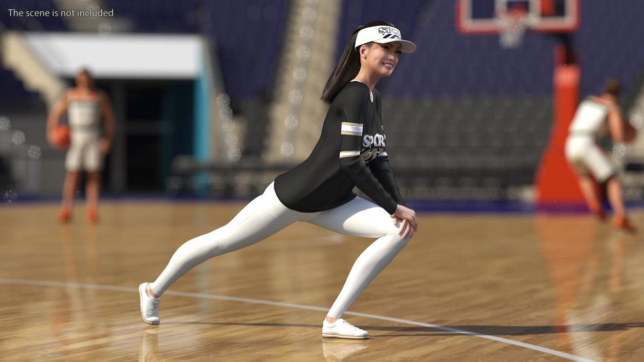 3D Sportswear Asian Woman Stretching model