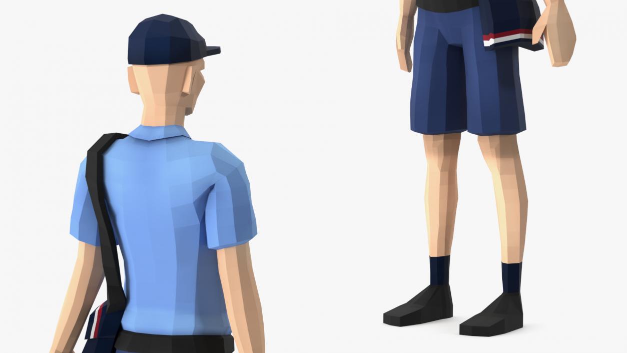 3D Low Poly Postman