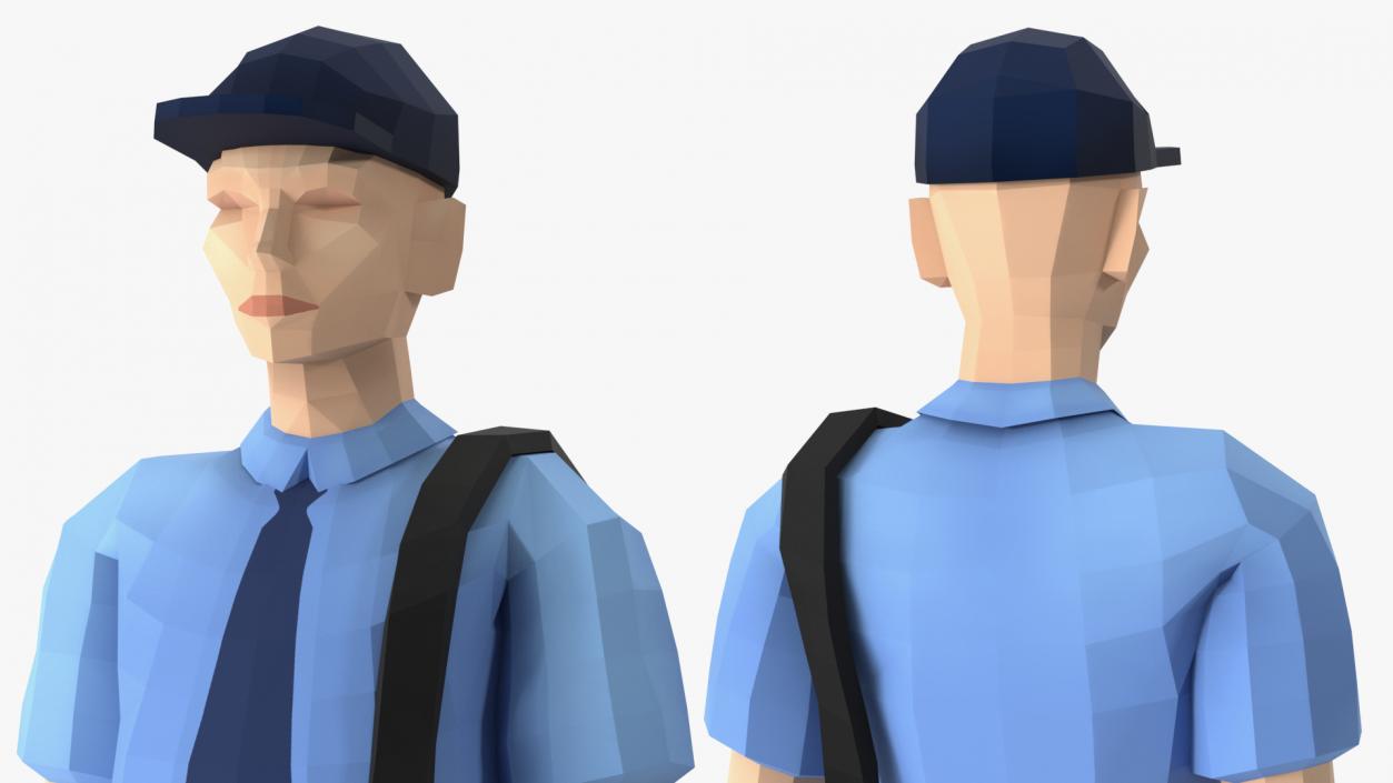 3D Low Poly Postman