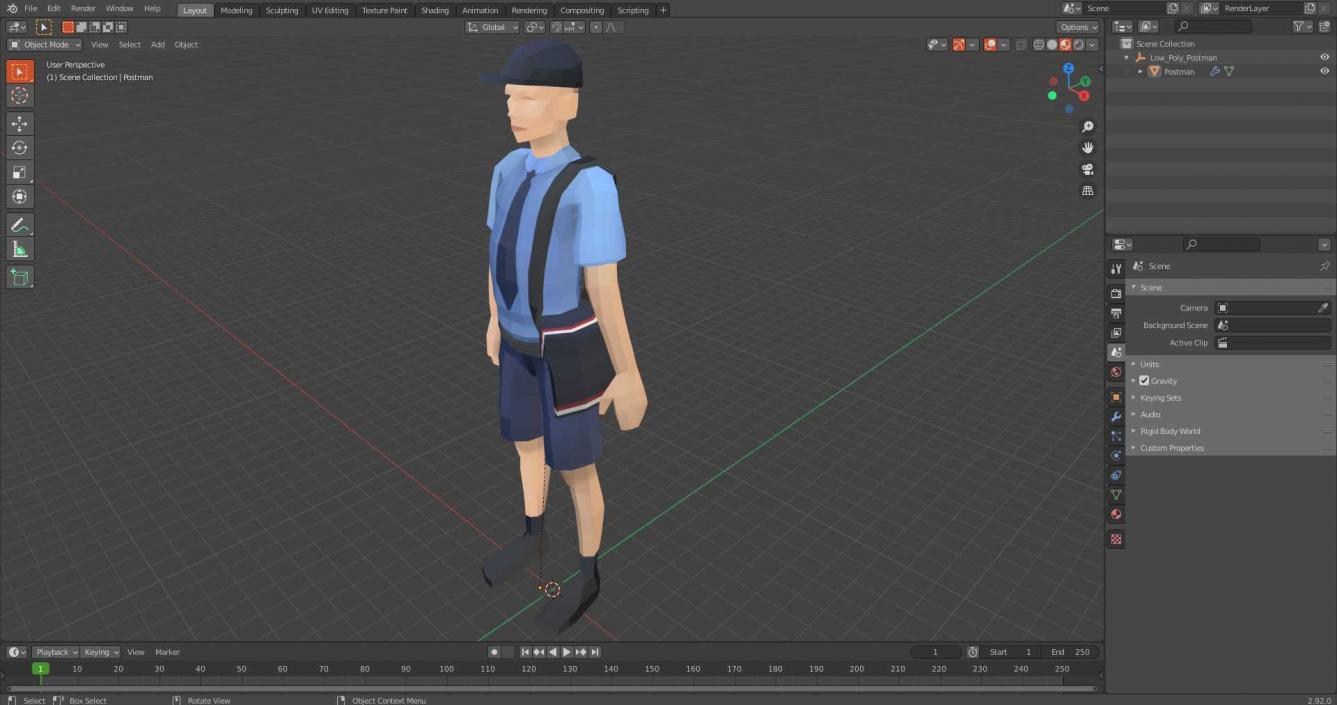 3D Low Poly Postman