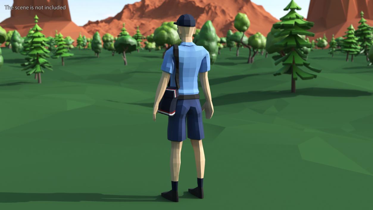 3D Low Poly Postman