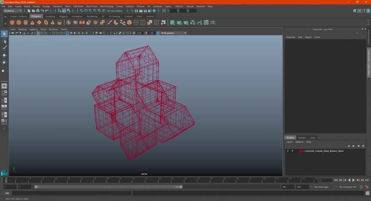 3D model Concrete Coastal Wave Breaker Xbloc