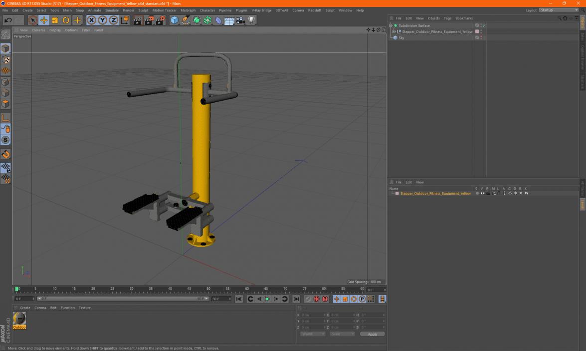 3D model Stepper Outdoor Fitness Equipment Yellow