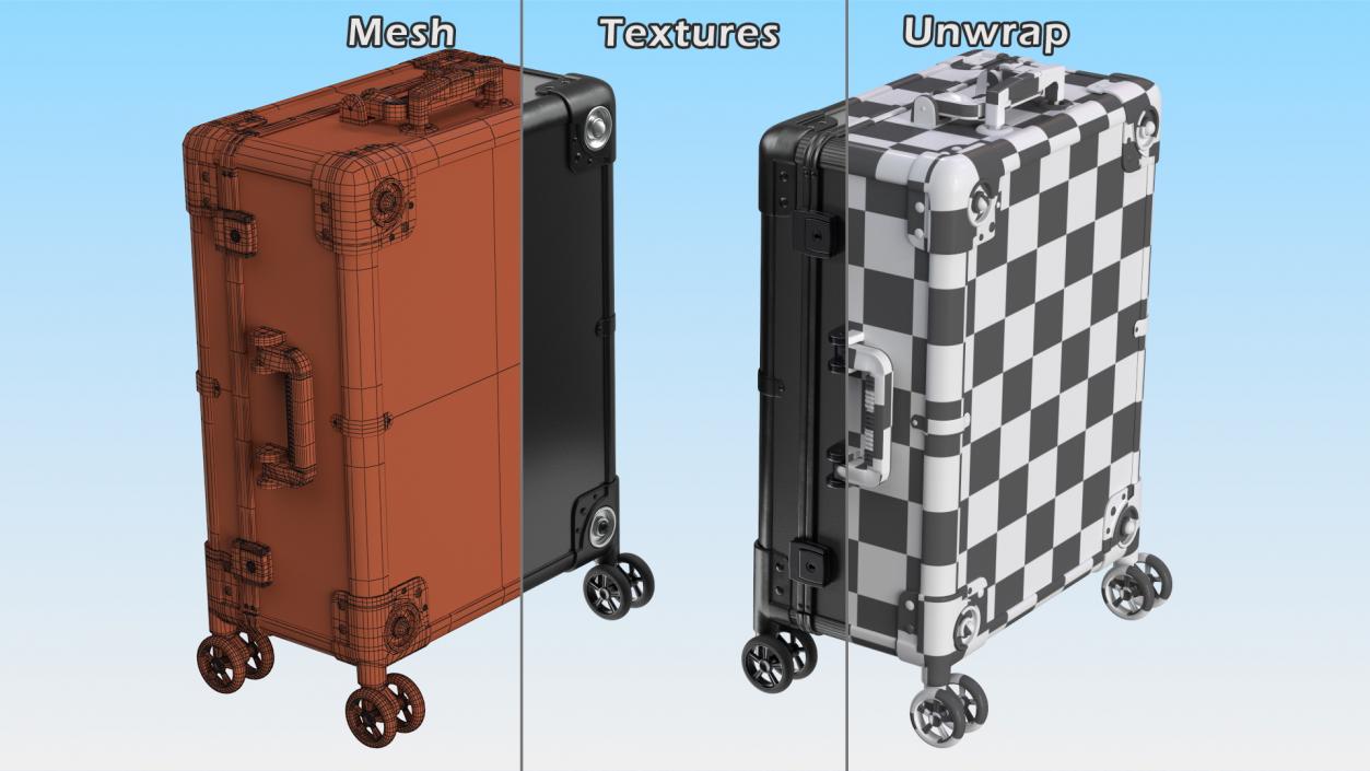 3D model Wheeled Trolley Makeup Case Closed Black