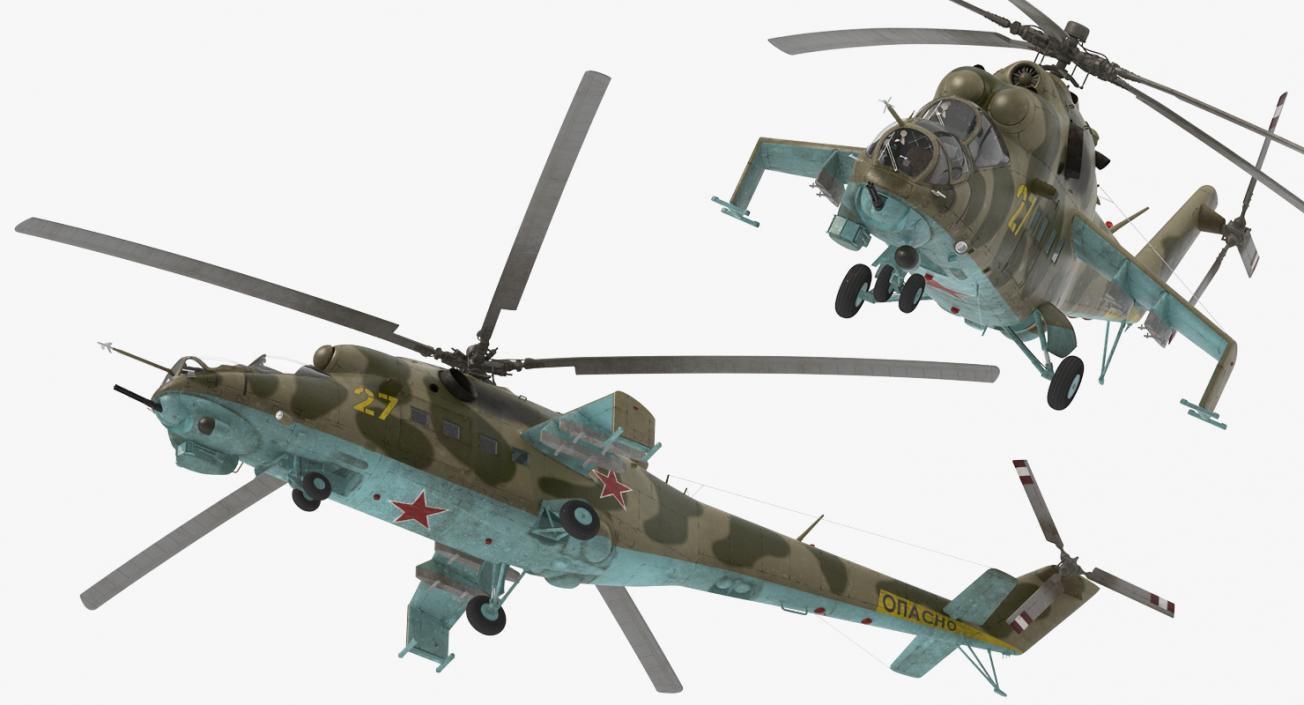 3D Russian Helicopter Mil Mi-24 model