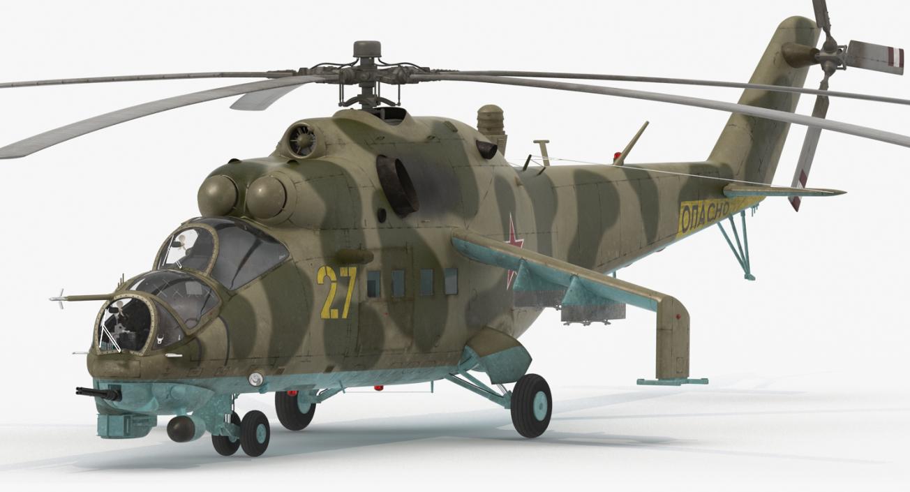 3D Russian Helicopter Mil Mi-24 model