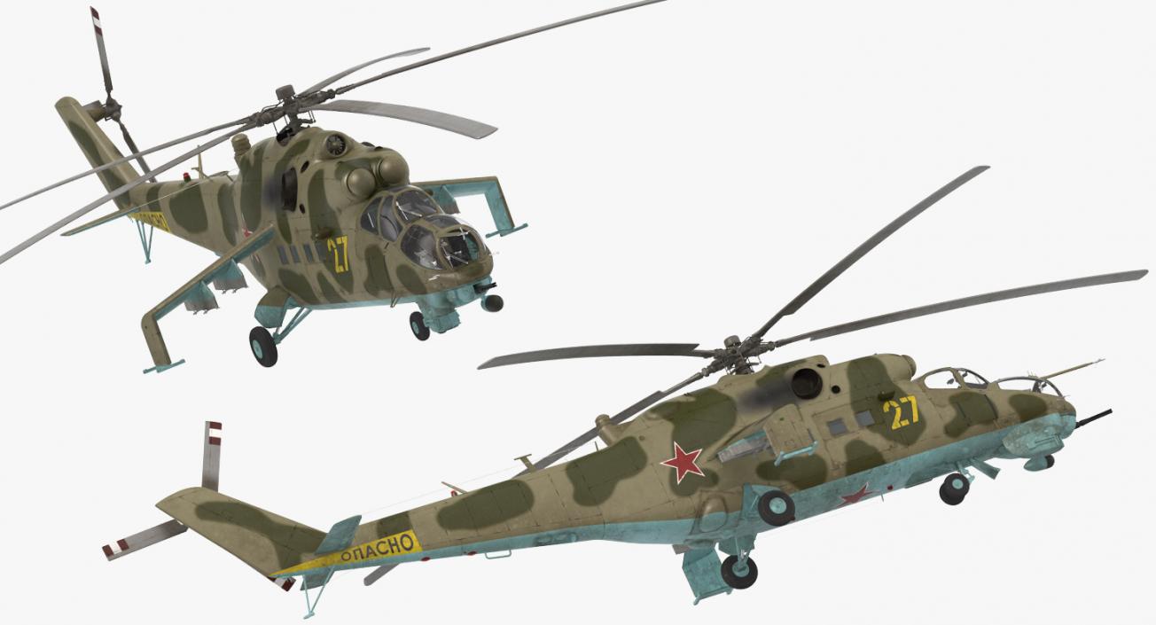 3D Russian Helicopter Mil Mi-24 model