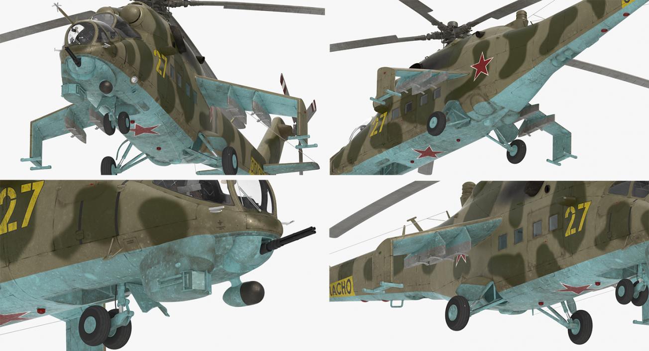 3D Russian Helicopter Mil Mi-24 model