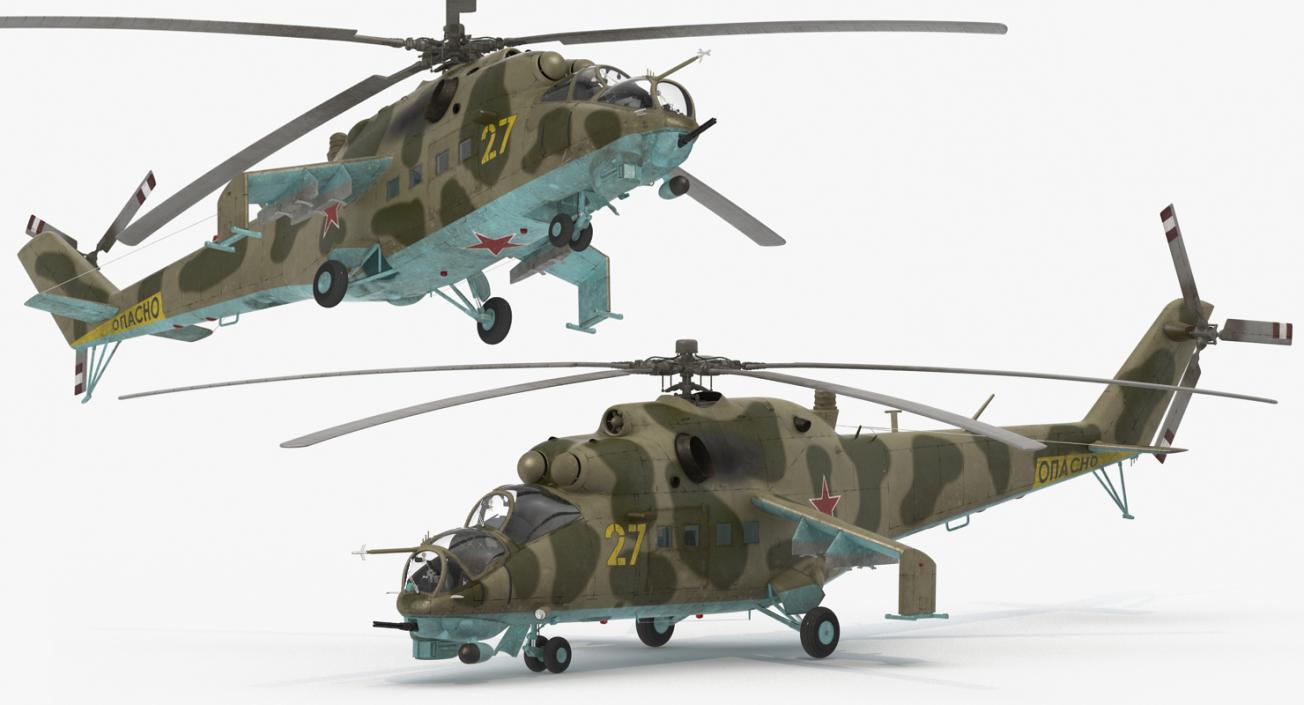 3D Russian Helicopter Mil Mi-24 model