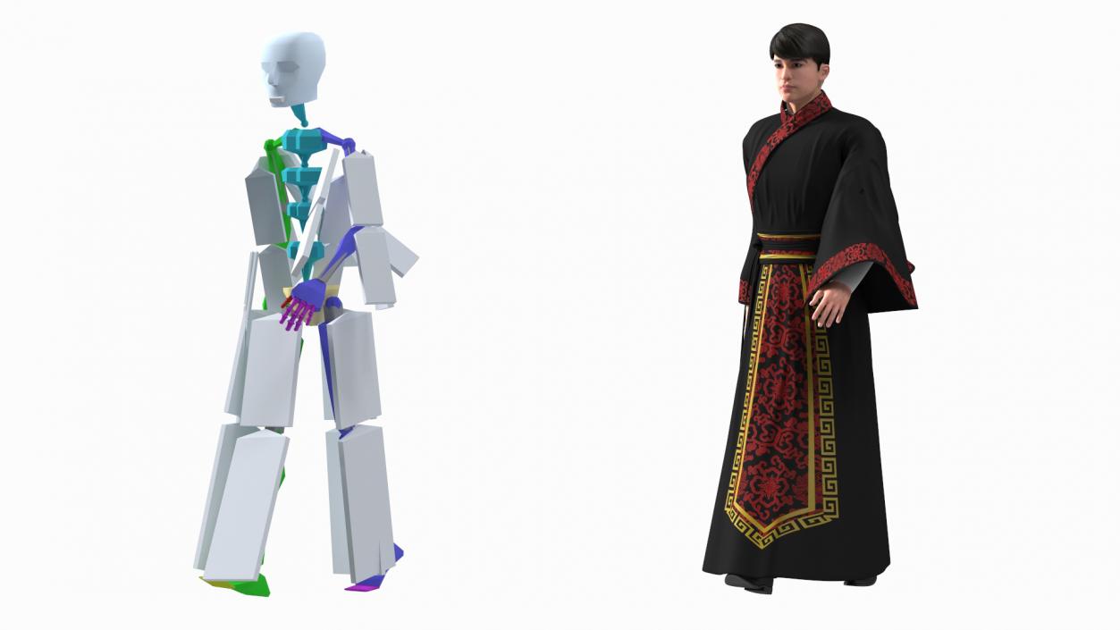 Rigged Traditional Style Chinese Man and Woman Collection 3D