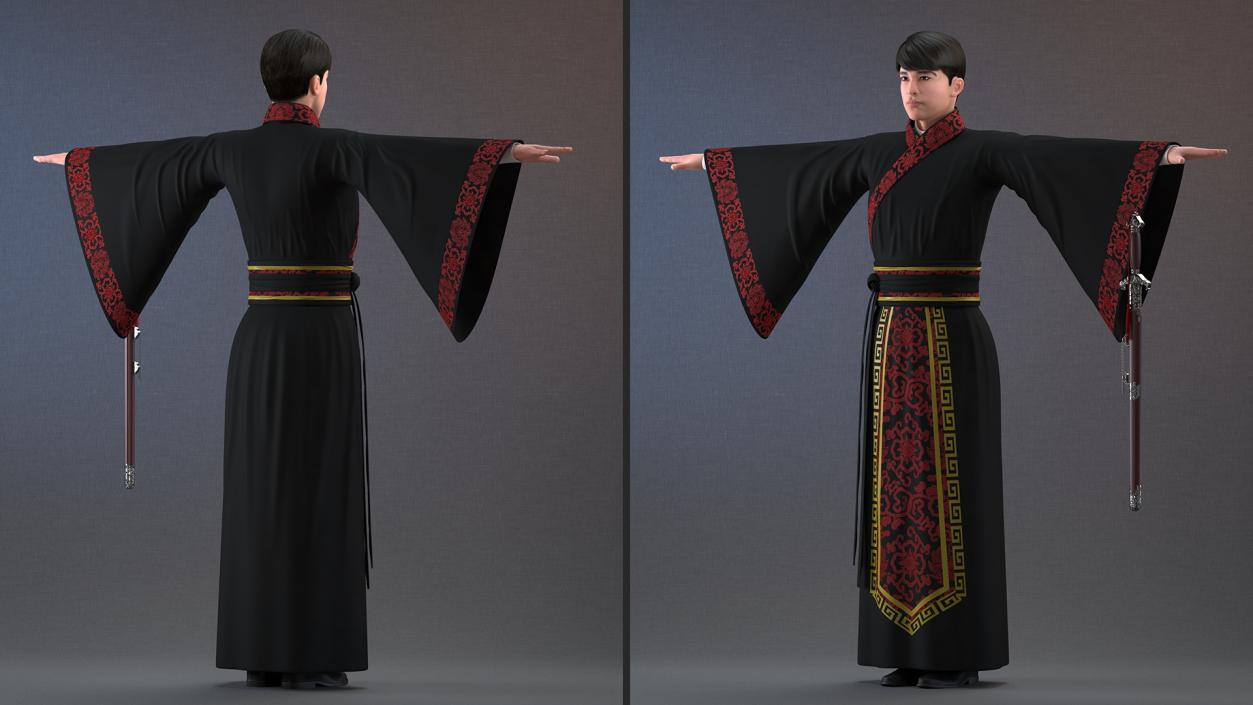 Rigged Traditional Style Chinese Man and Woman Collection 3D