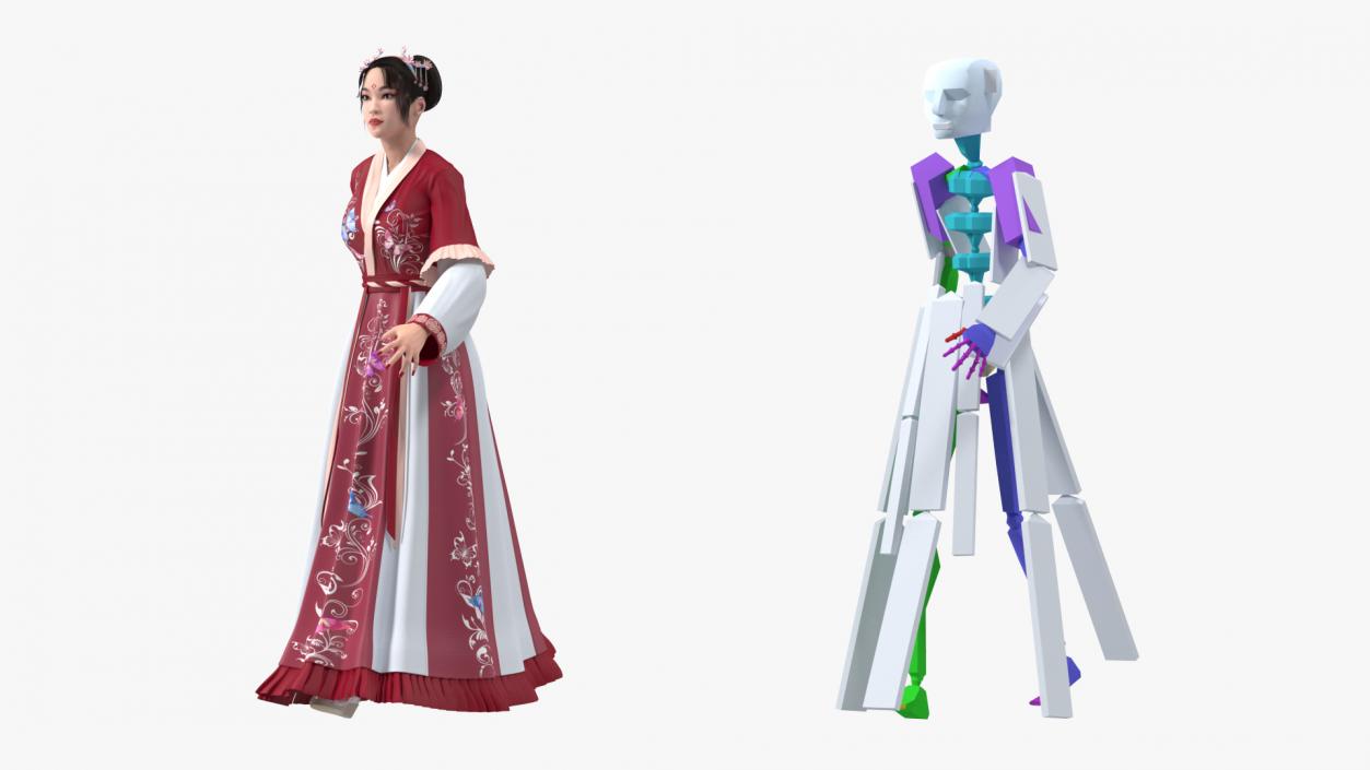 Rigged Traditional Style Chinese Man and Woman Collection 3D