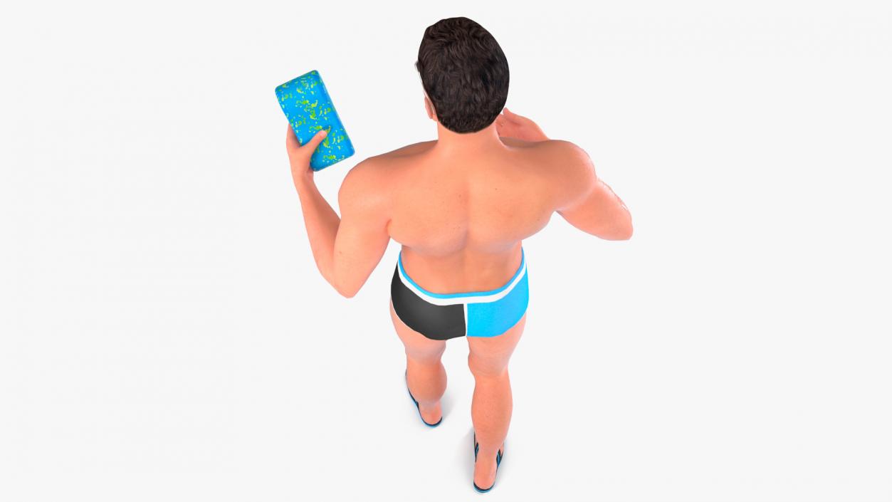 Man in Swimwear with Swimming Pull Buoy 3D model