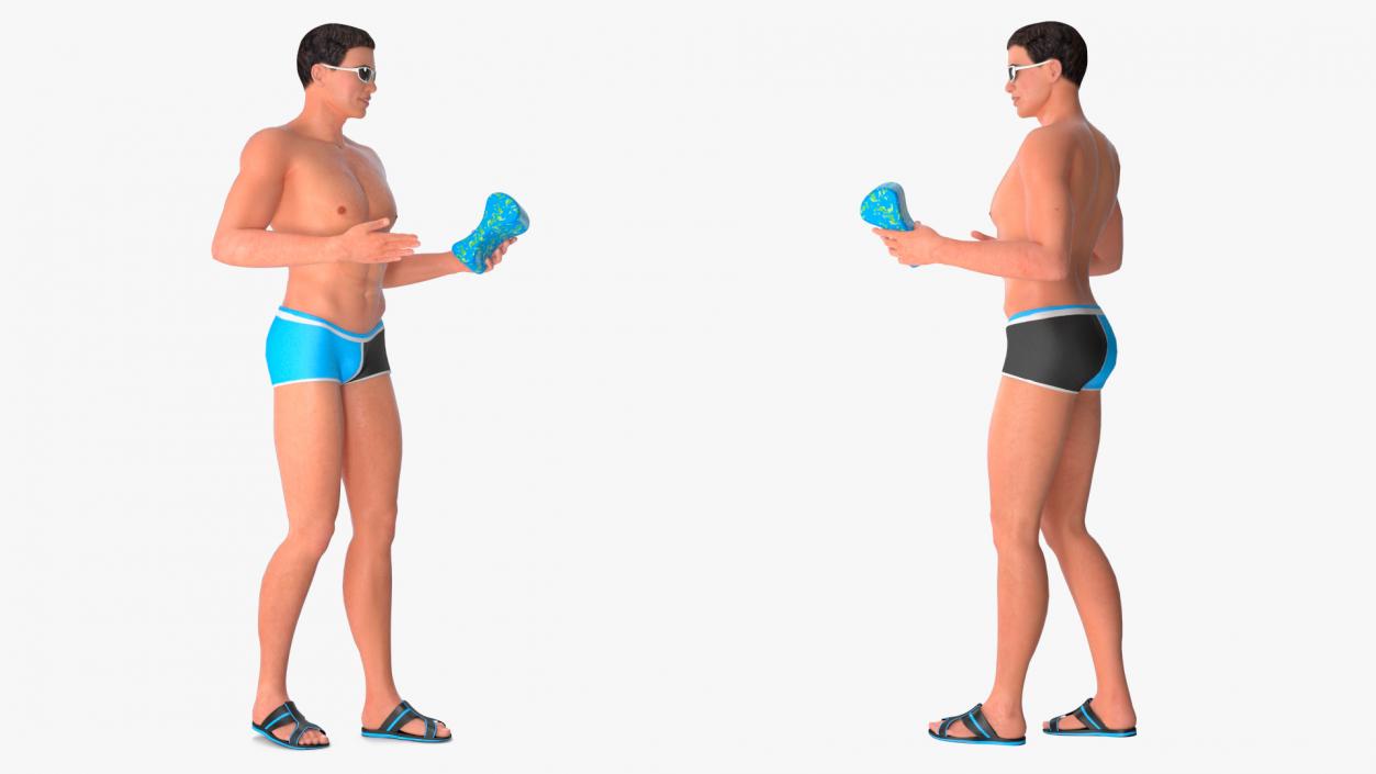 Man in Swimwear with Swimming Pull Buoy 3D model