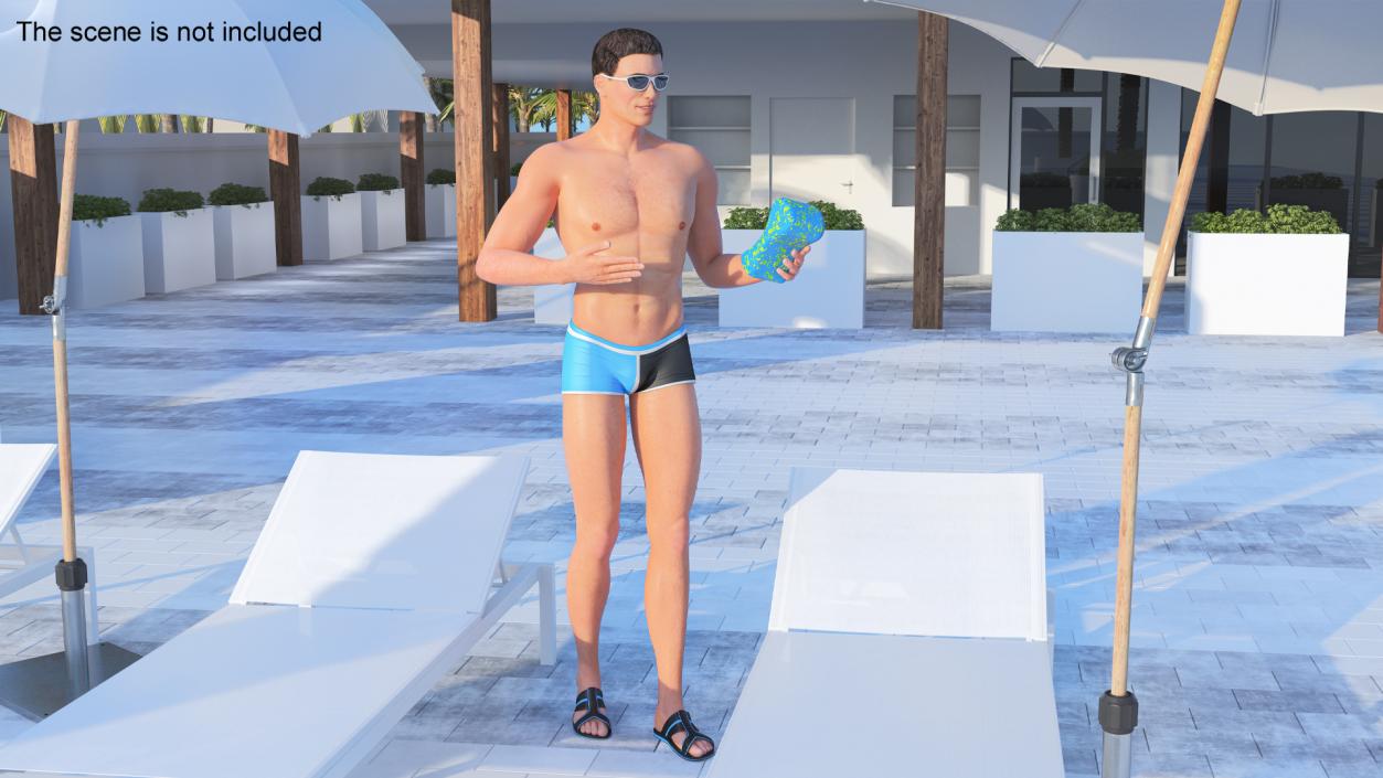 Man in Swimwear with Swimming Pull Buoy 3D model