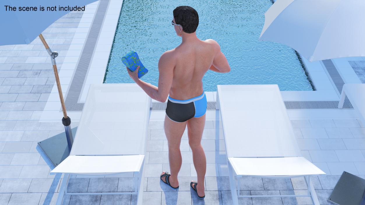 Man in Swimwear with Swimming Pull Buoy 3D model