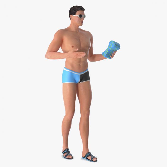 Man in Swimwear with Swimming Pull Buoy 3D model