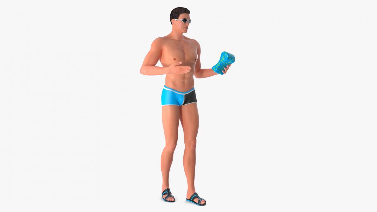 Man in Swimwear with Swimming Pull Buoy 3D model