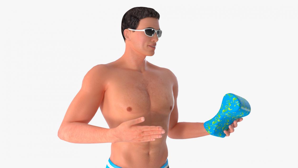 Man in Swimwear with Swimming Pull Buoy 3D model