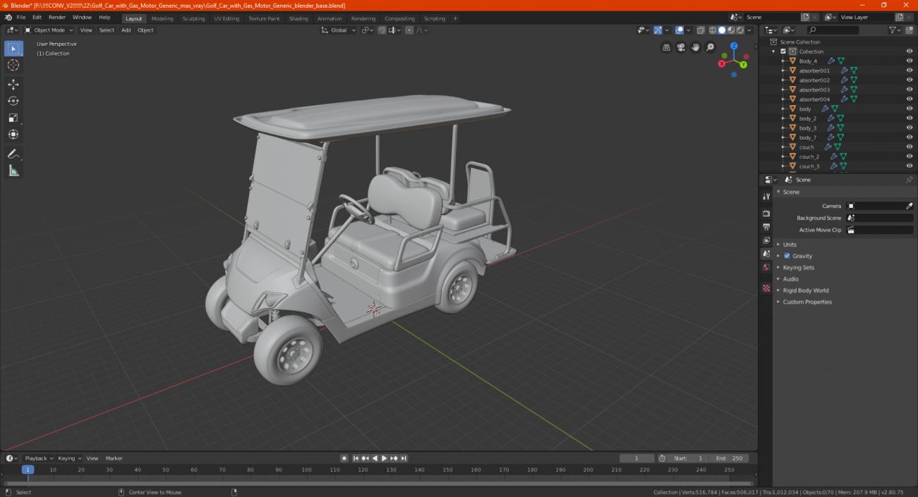 3D Golf Car with Gas Motor model