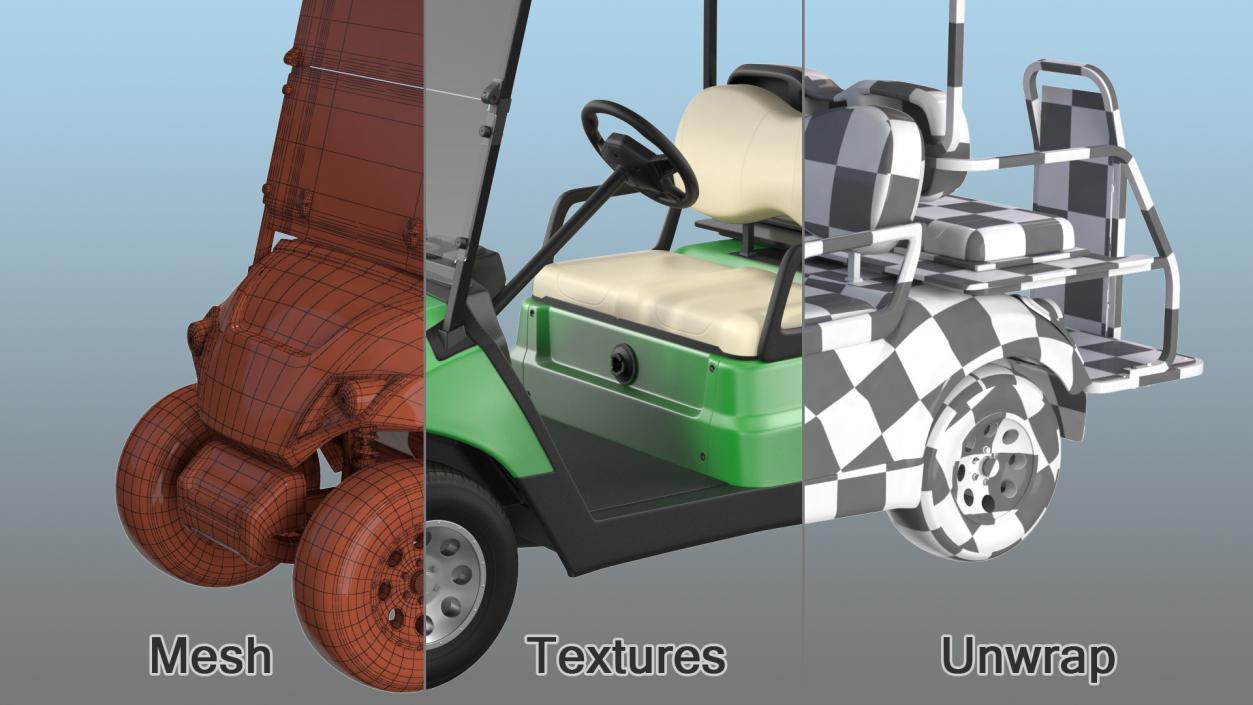 3D Golf Car with Gas Motor model