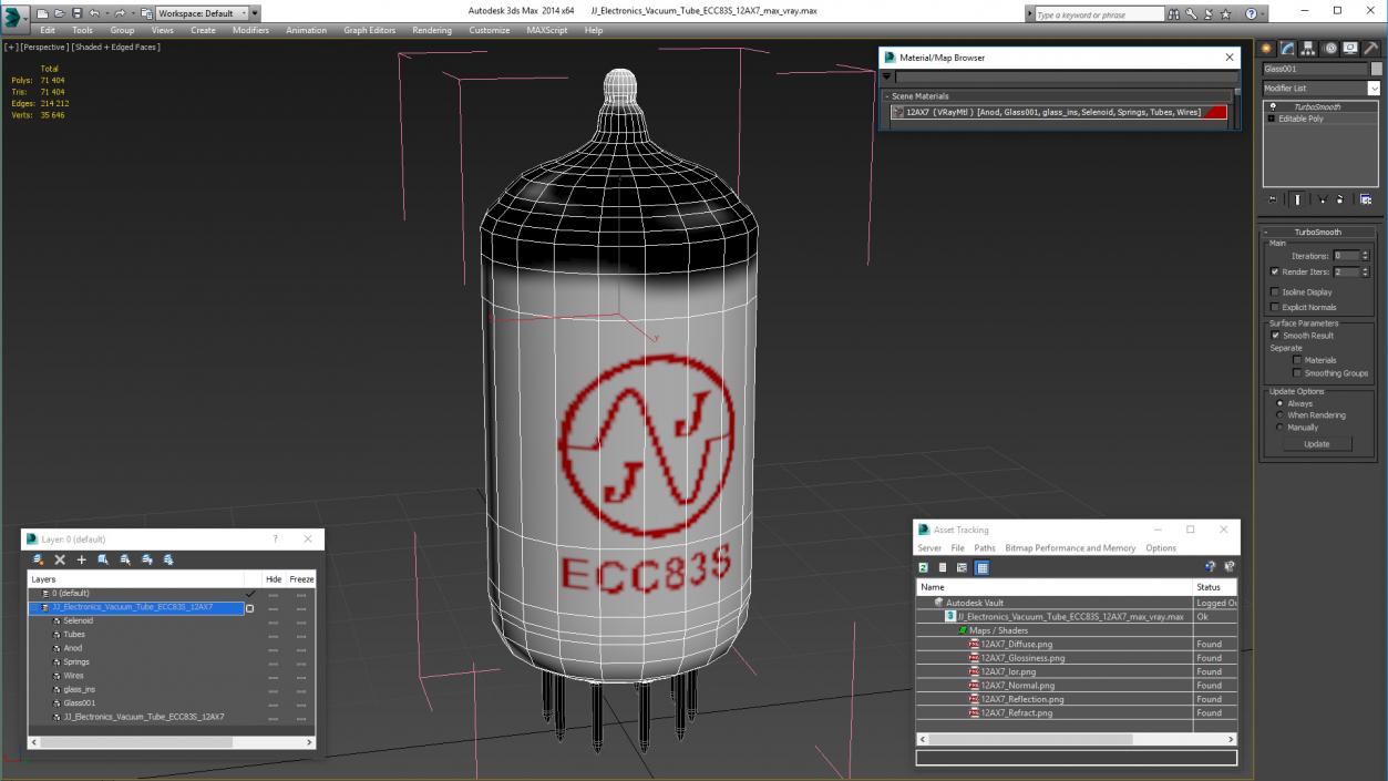 JJ Electronics Vacuum Tube ECC83S 12AX7 3D model