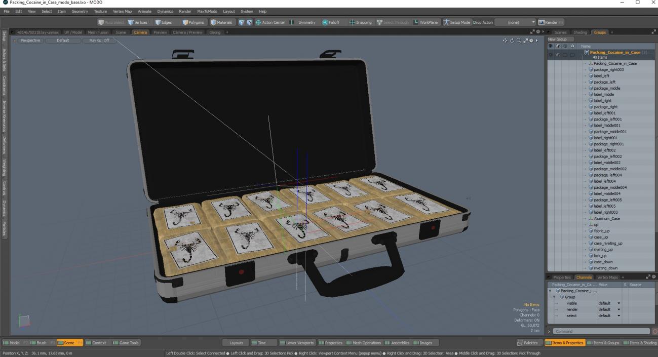 3D Packing Cocaine in Case model