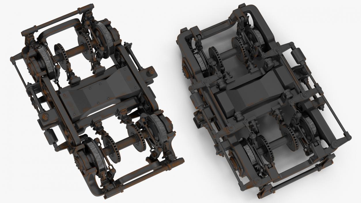 3D Rusty Rail Train Wheels model