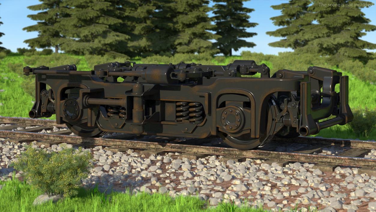 3D Rusty Rail Train Wheels model