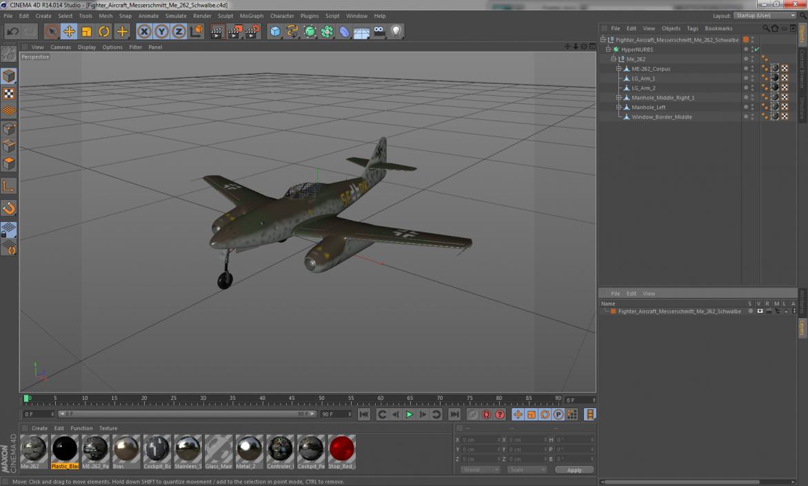 3D Fighter Aircraft Messerschmitt Me 262 Schwalbe