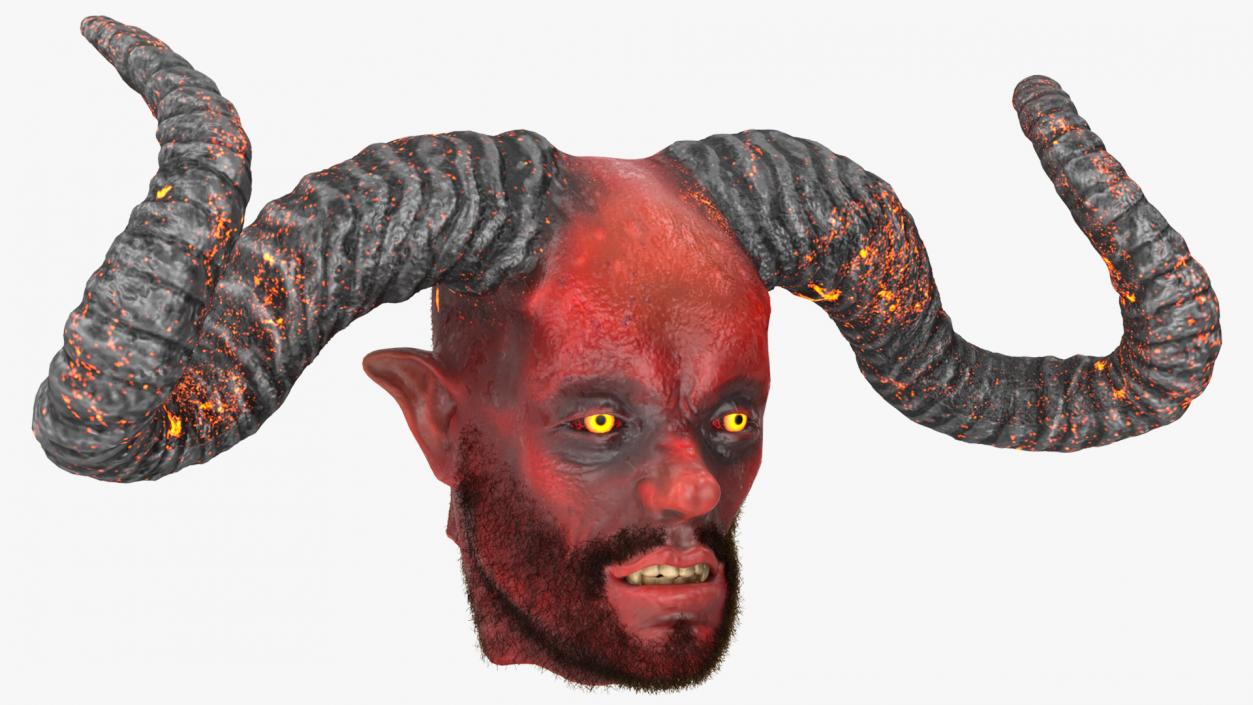 3D model Demon Head with Horns Fur