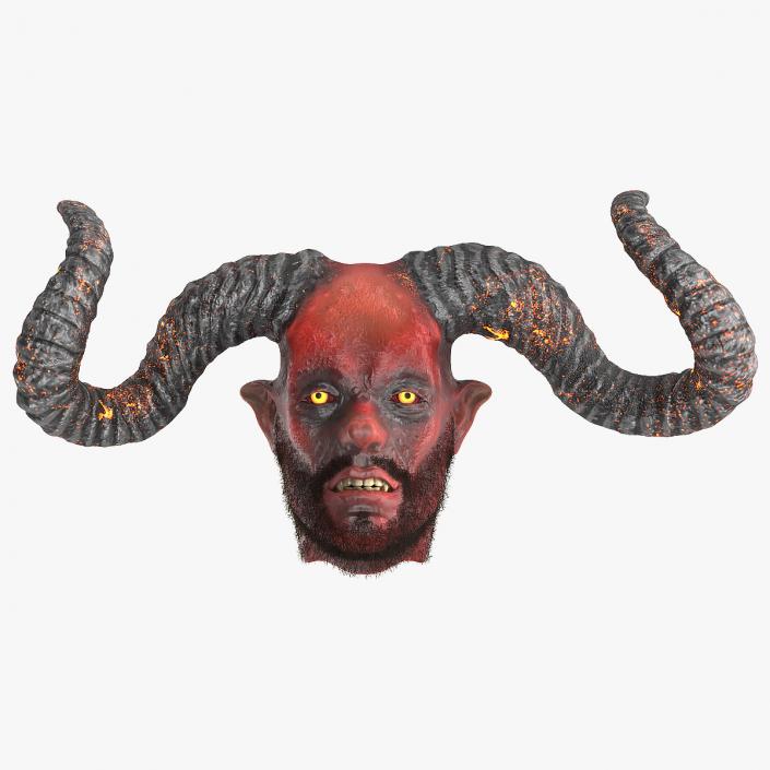 3D model Demon Head with Horns Fur