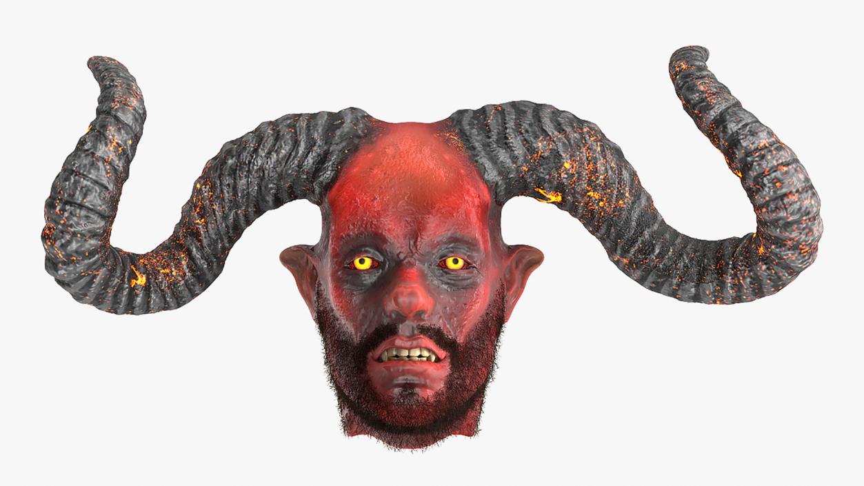 3D model Demon Head with Horns Fur