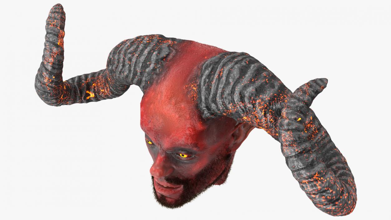 3D model Demon Head with Horns Fur