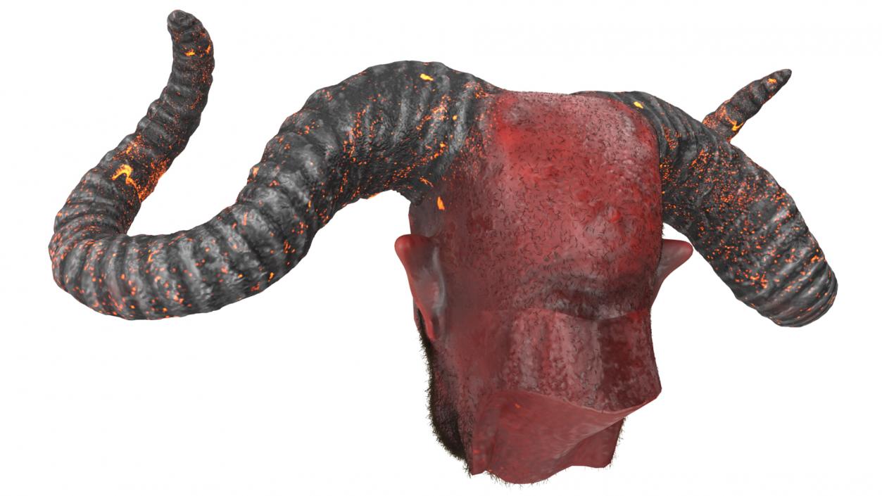 3D model Demon Head with Horns Fur